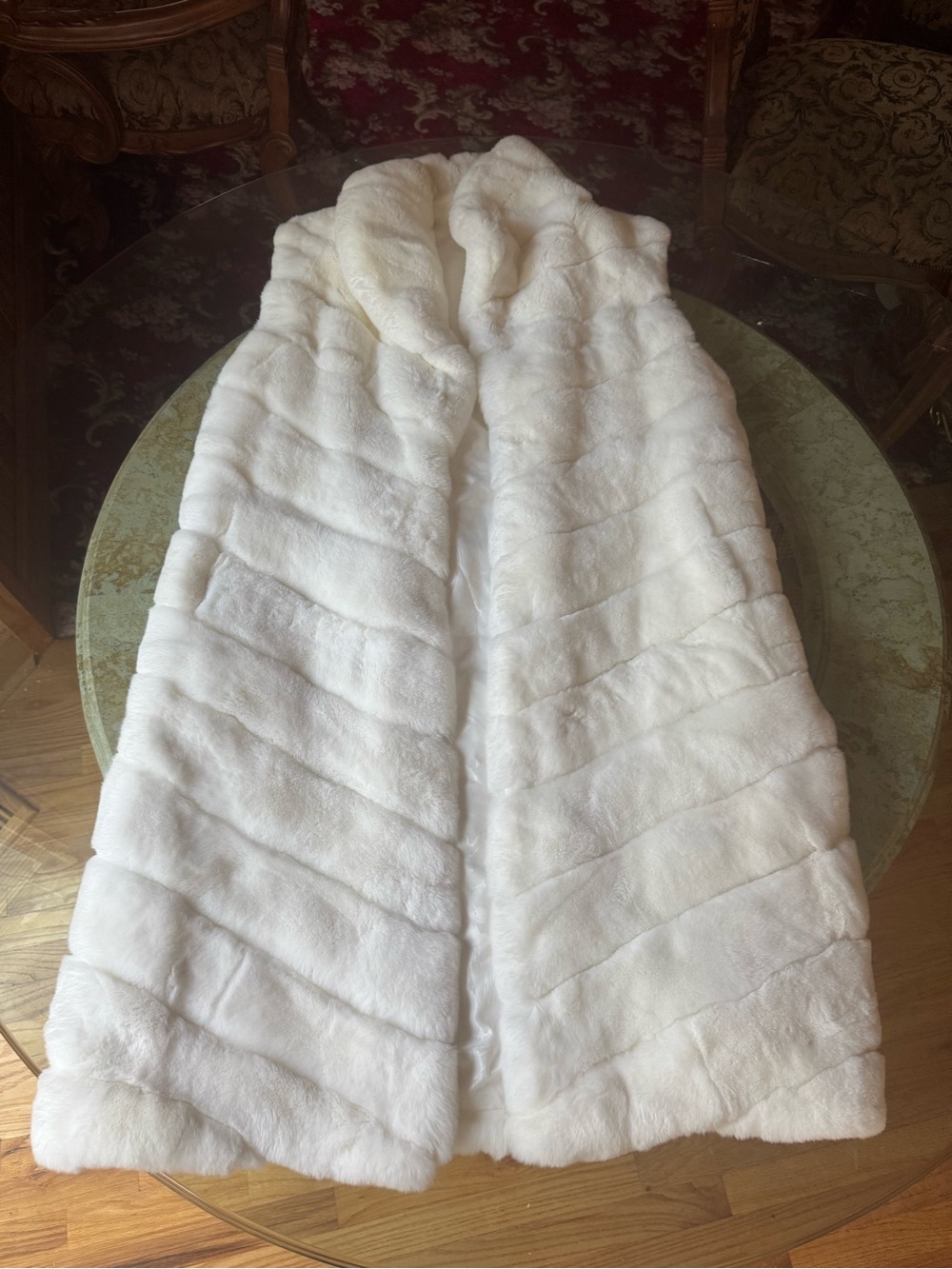 White Rex Rabbit Fur Long Vest - Elegant Women’s Coat